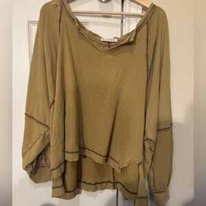 We The Free Tan V Neck Top